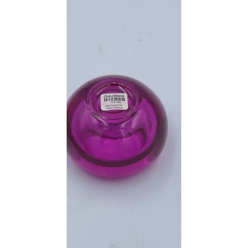 Crate & Barrel Heavy Pink Art Glass Votive Tealight Candle Holder Chunky Vtg - Picture 4 of 8